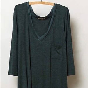 Anthropologie Bordeaux 3/4 sleeve top, green